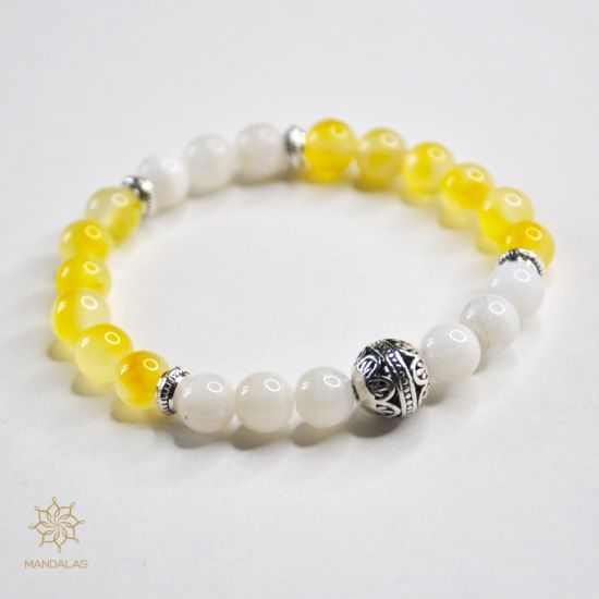 Bracelet Venus calcite orange et pierre de lune