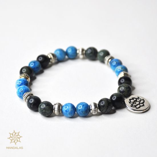 Bracelet Titouan apatite bleue et jaspe Kambaba