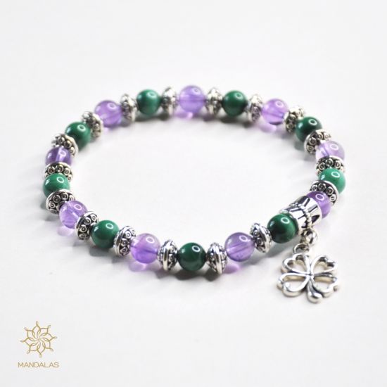 Bracelet oxane malachite et amethyste