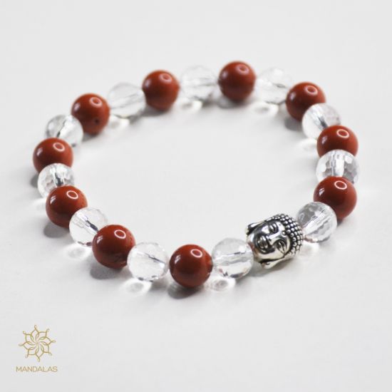 Bracelet Xena jaspe rouge et cristal de roche