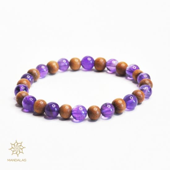 Bracelet Phacelia Bois de santal et amethyste