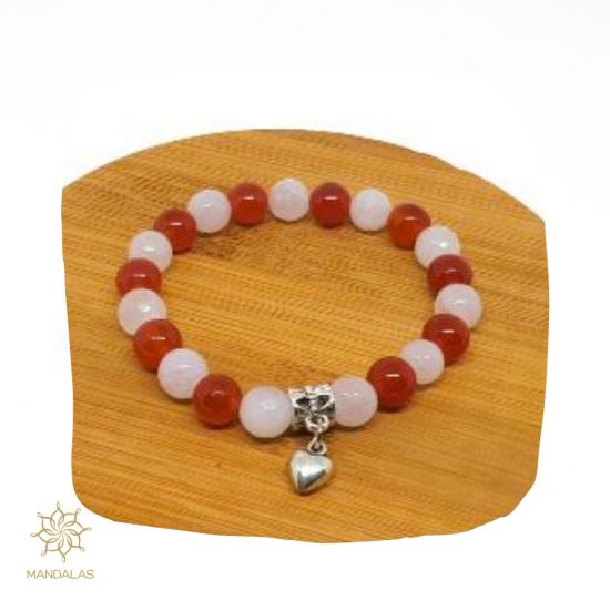 bracelet Naomie en cornaline et quartz rose