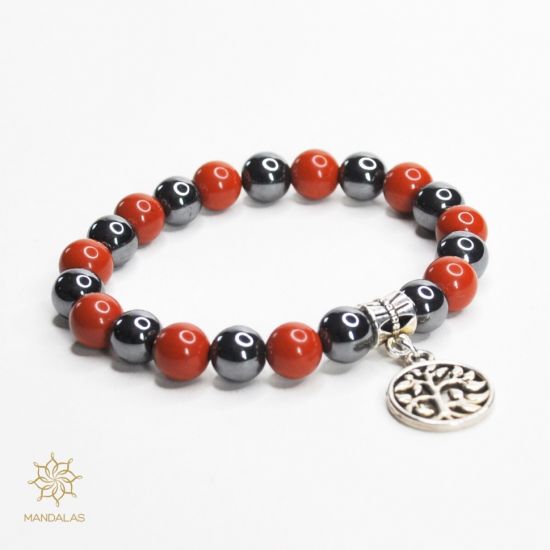 Bracelet harmonia en attendant bébé. Jaspe rouge et hématite